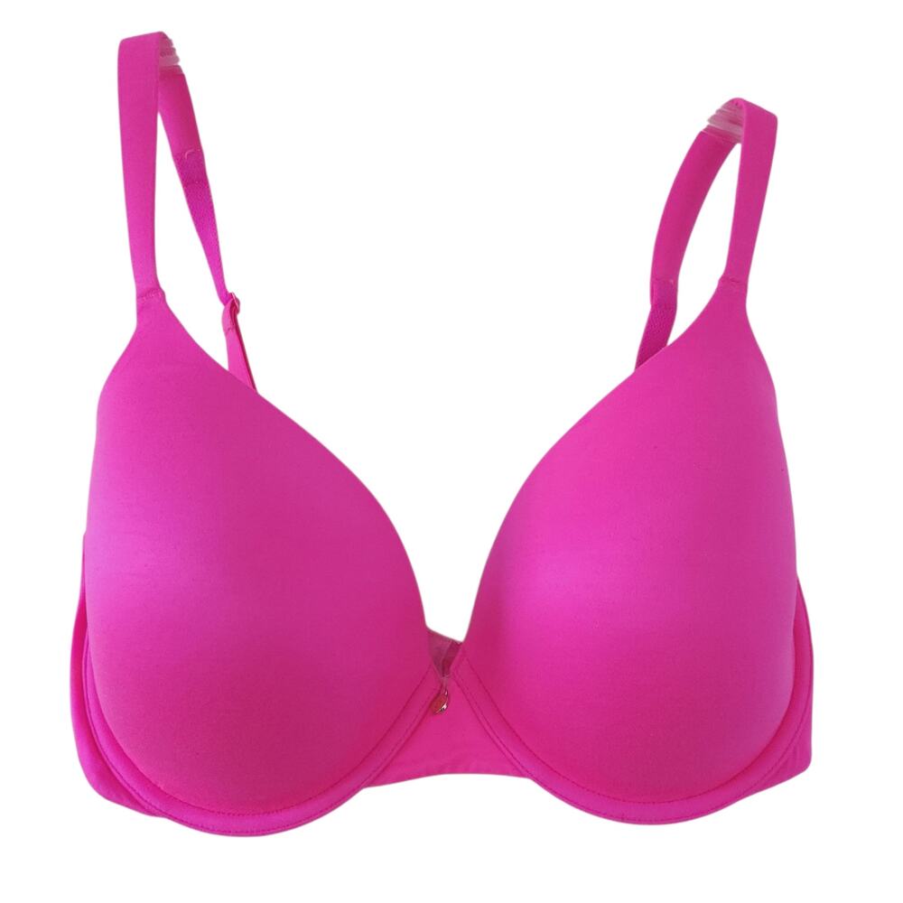Victoria's Secret Lined Perfect Coverage Bra 34DD Hot Pink Underwire Excellent